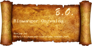 Biswanger Oszvalda névjegykártya